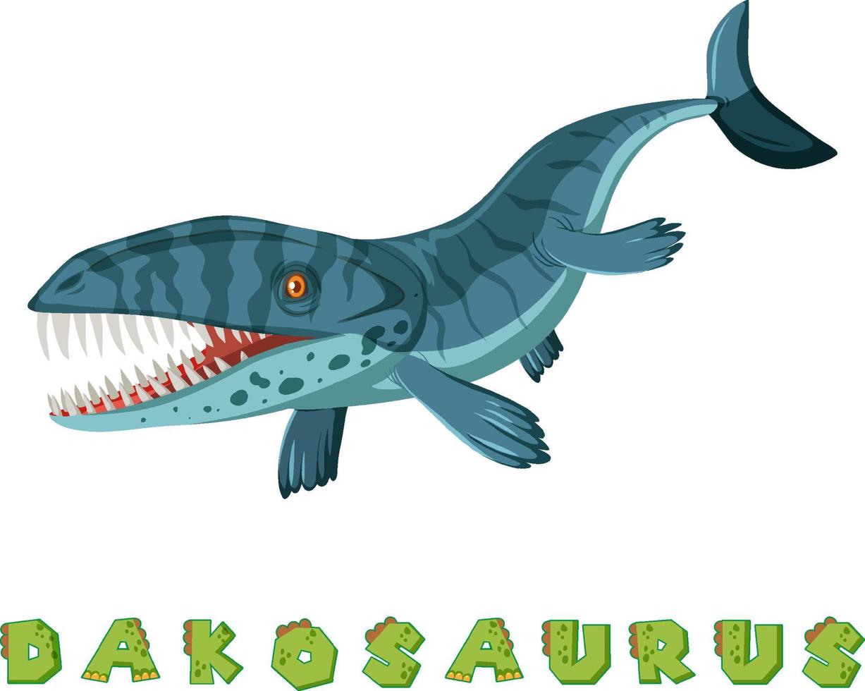 wordcard dinosauro per dakosaurus vettore