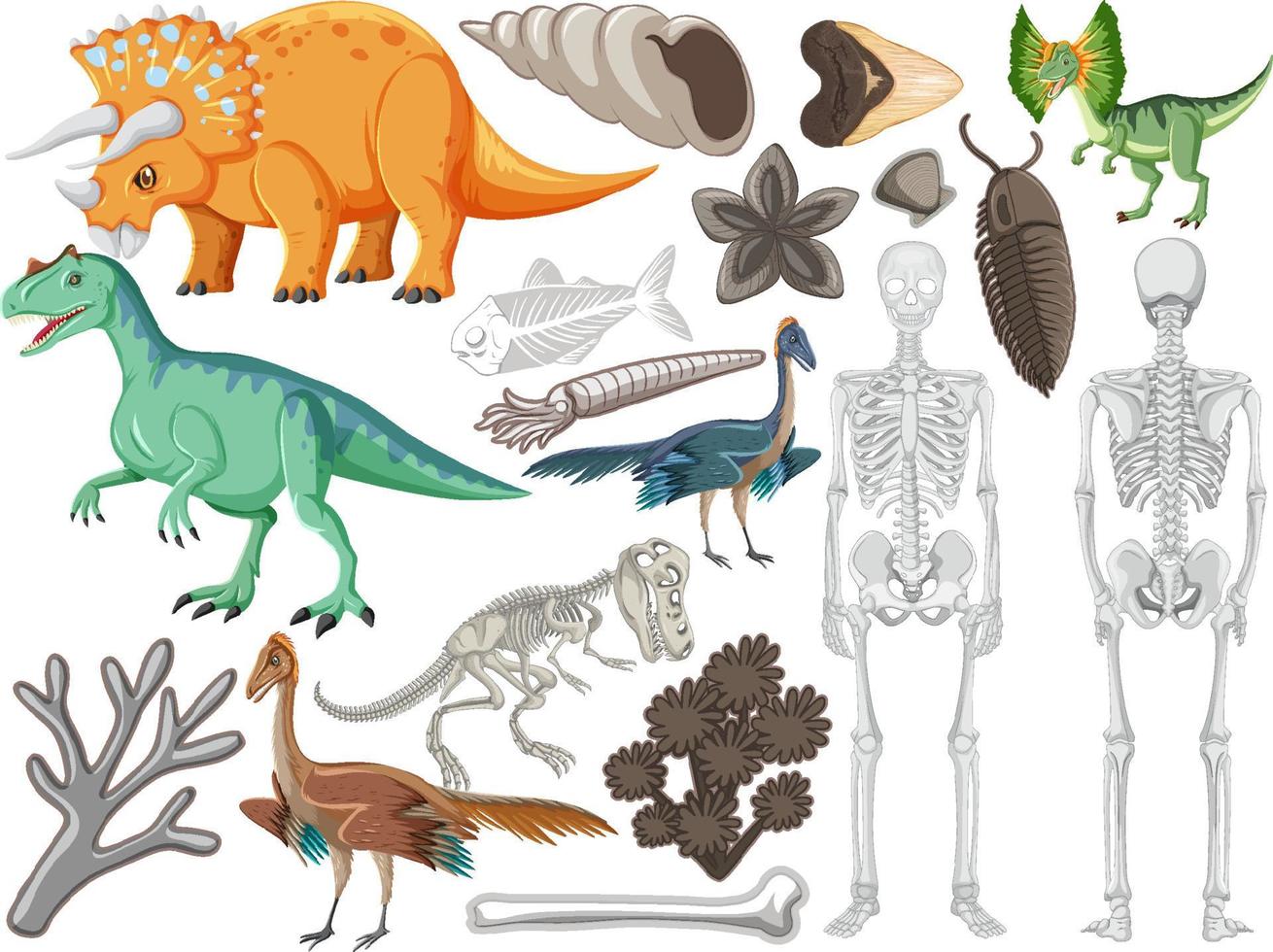 set di diversi dinosauri preistorici animali vettore