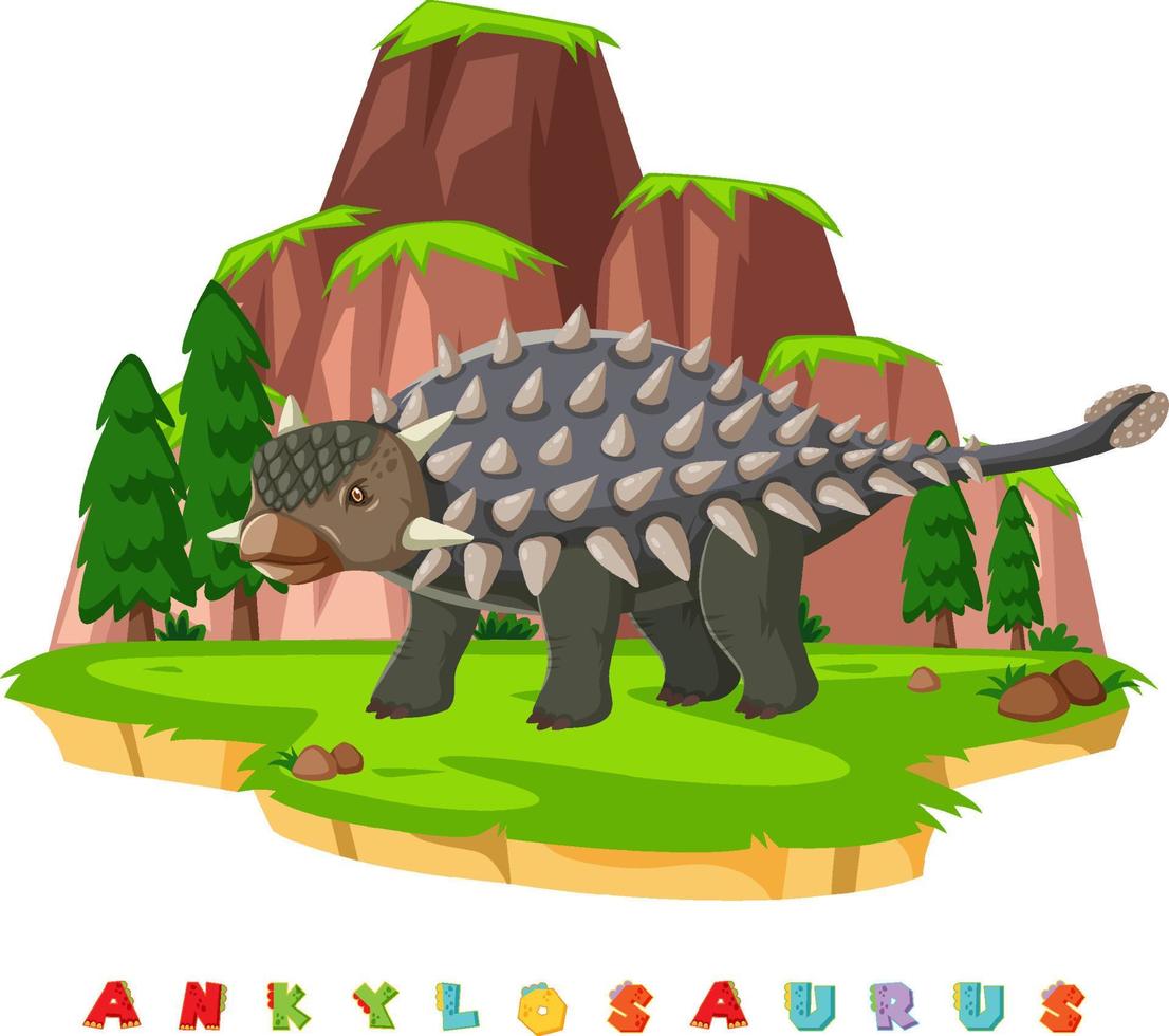 wordcard dinosauro per ankylosaurus vettore