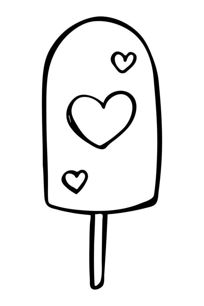 illustrazione di gelato disegnata a mano vettoriale isolata su sfondi bianchi. clipart di dessert carino. per stampa, web, design, arredamento, logo.