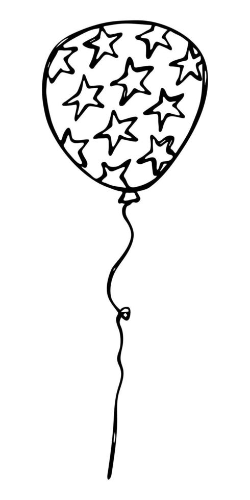 illustrazione di palloncino volante disegnato a mano isolato su uno sfondo bianco. doodle di palloncini per feste di compleanno. clipart di vacanza. vettore