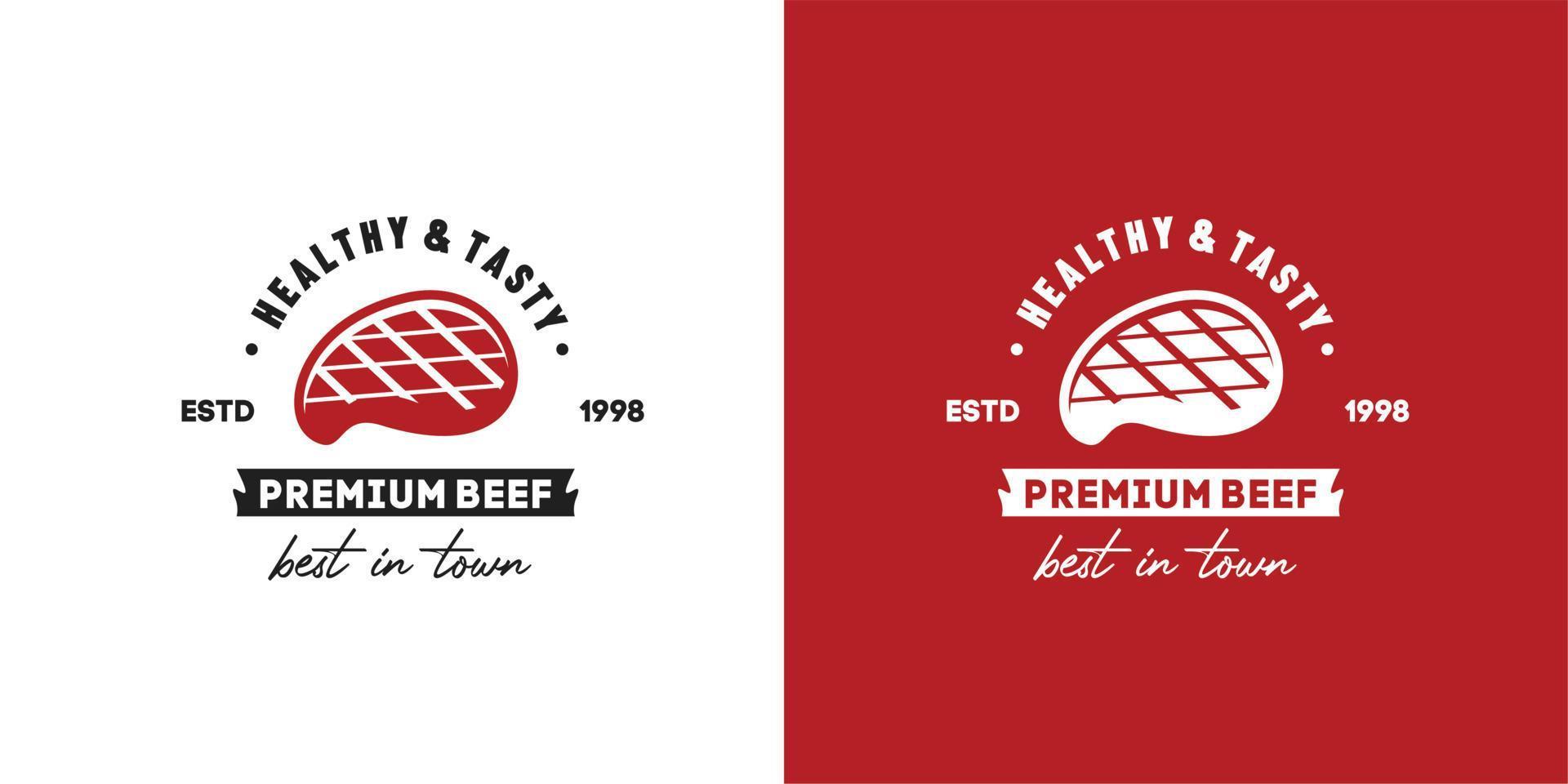illustrazione grafica vettoriale di fetta di carne di manzo bistecca alla griglia buona per bisteccheria barbecue e grill logo vintage