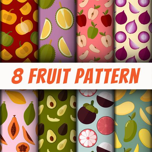 Set di sfondi di pattern di frutta vettore