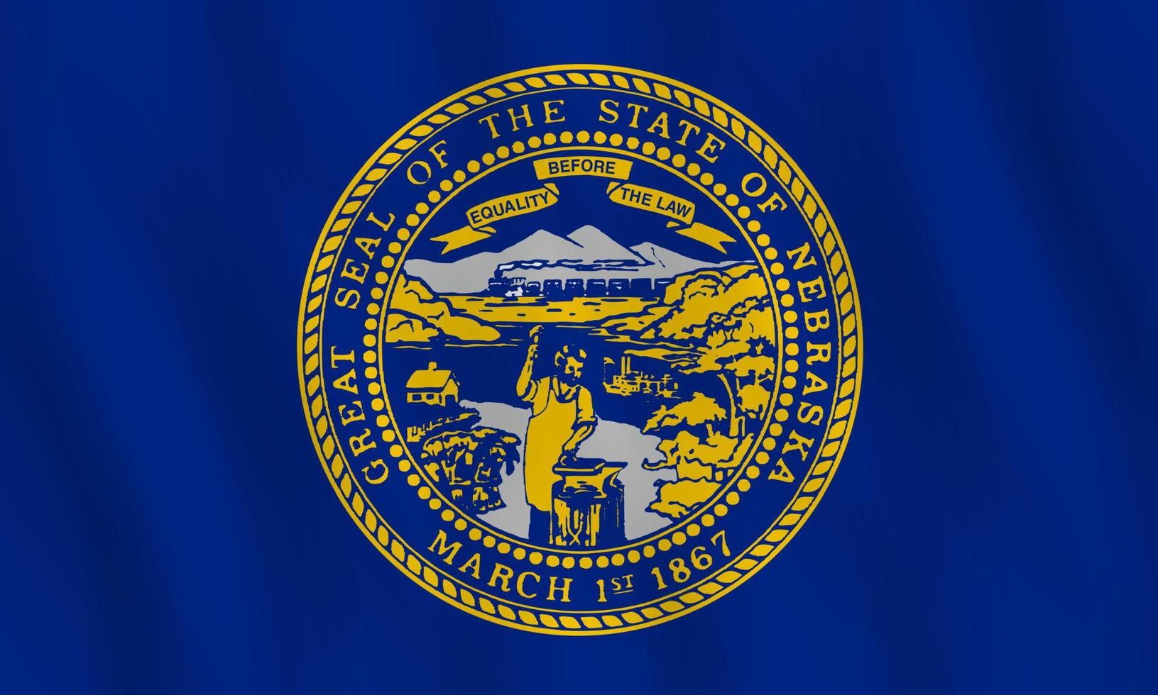 bandiera dello stato del nebraska con effetto sventolante, proporzione ufficiale. vettore