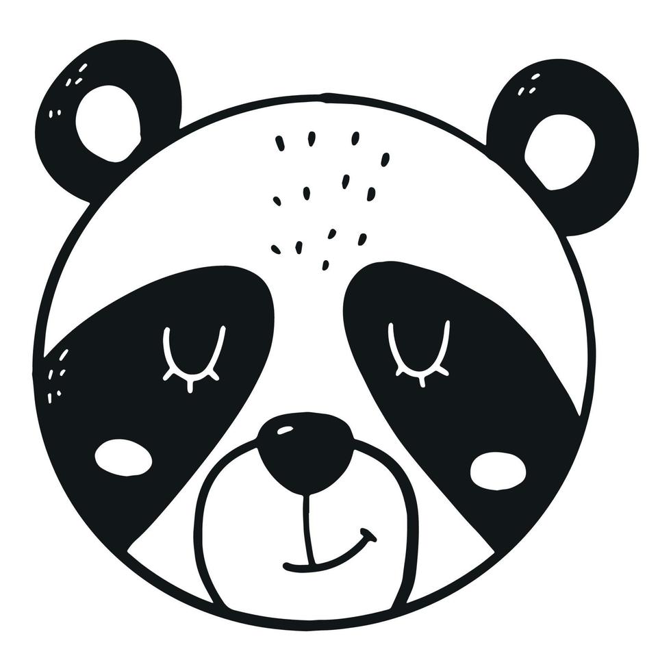 simpatico panda disegnato a mano per poster di scuola materna, stampe di abbigliamento per bambini, sublimazione, adesivi, cartelli, etichette, carte, ecc. eps 10 vettore