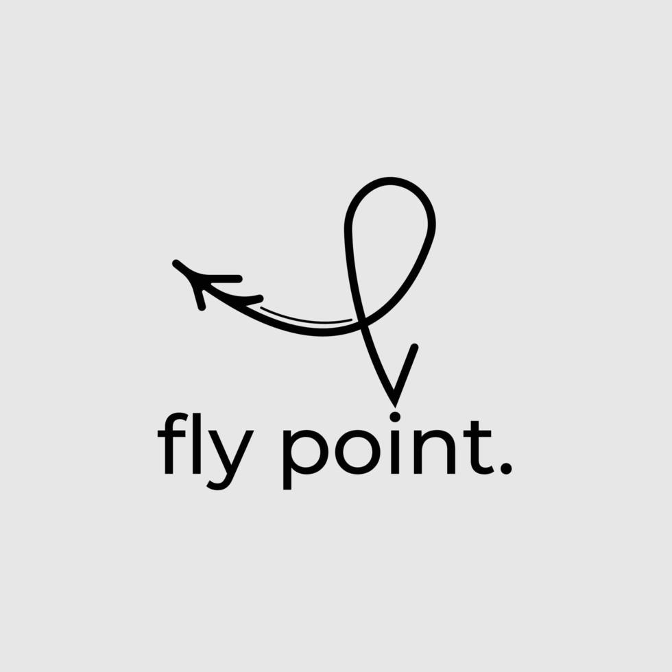 ispirazione per il design del logo fly point. modello di logo dell'arte della linea del sentiero aereo. illustrazione vettoriale