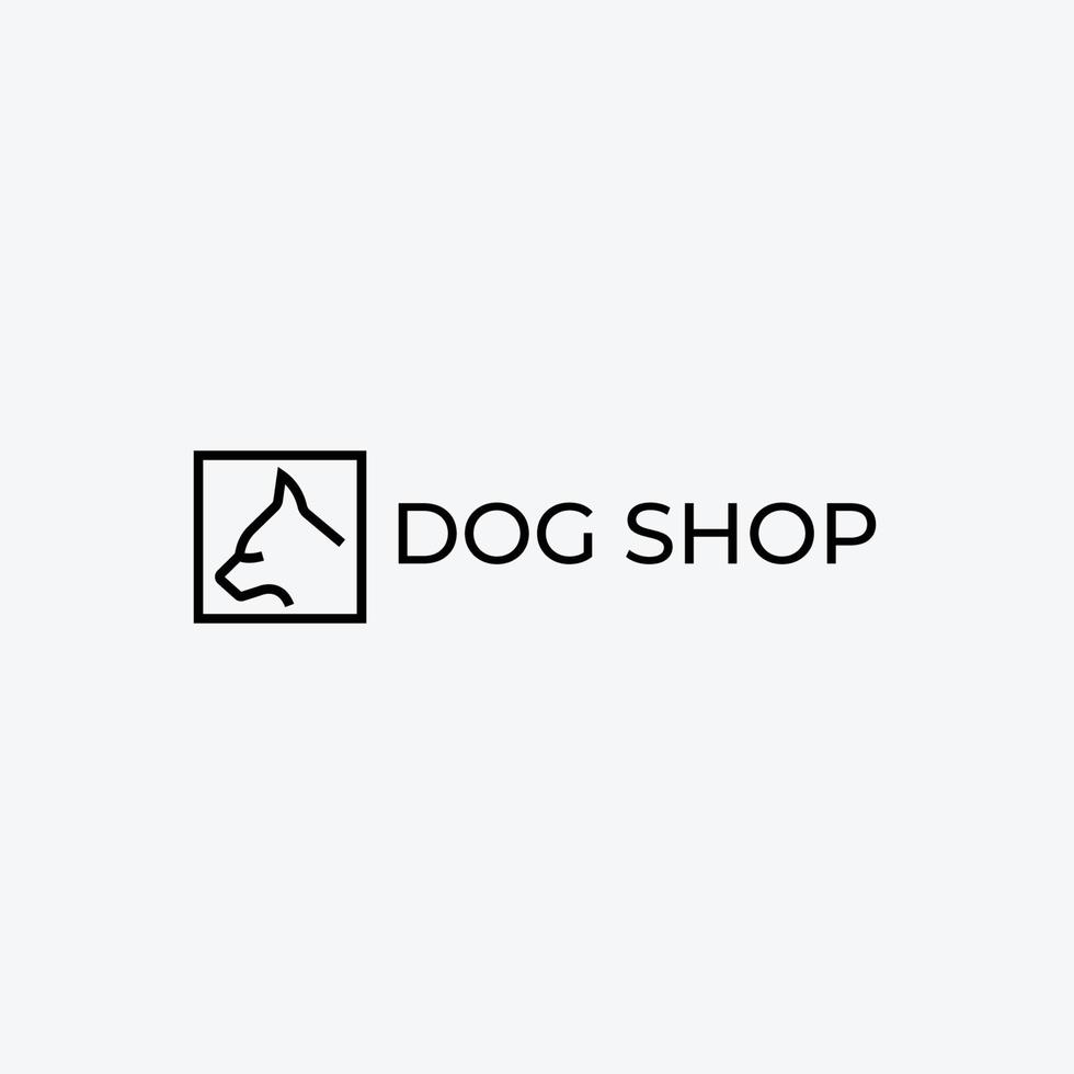 ispirazione per il design del logo del negozio di cani. modello di logo di arte della linea del cane. illustrazione vettoriale