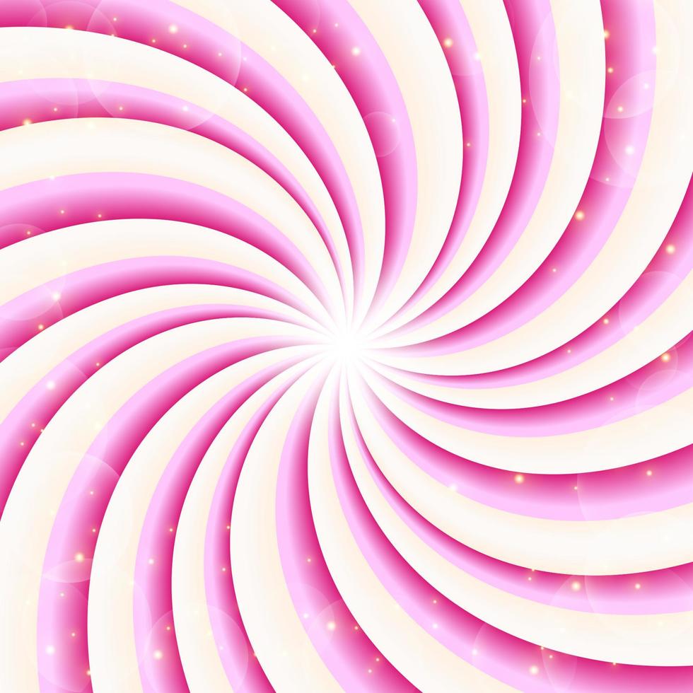sfondo di turbinio di caramelle con le stelle. spirale contorta rosa sfumata radiale. illustrazione vettoriale. vettore