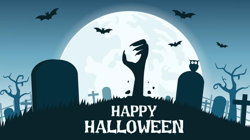 Cimitero di zombie di Halloween vettore