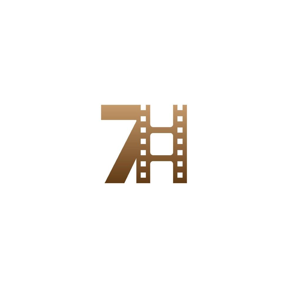 numero 7 con il modello di progettazione del logo dell'icona della striscia di pellicola vettore