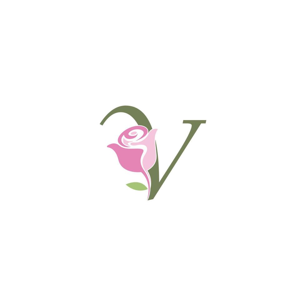 lettera v con modello vettoriale logo icona rosa