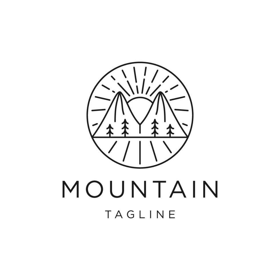 icona del logo della linea di montagna, vettore del modello di design piatto