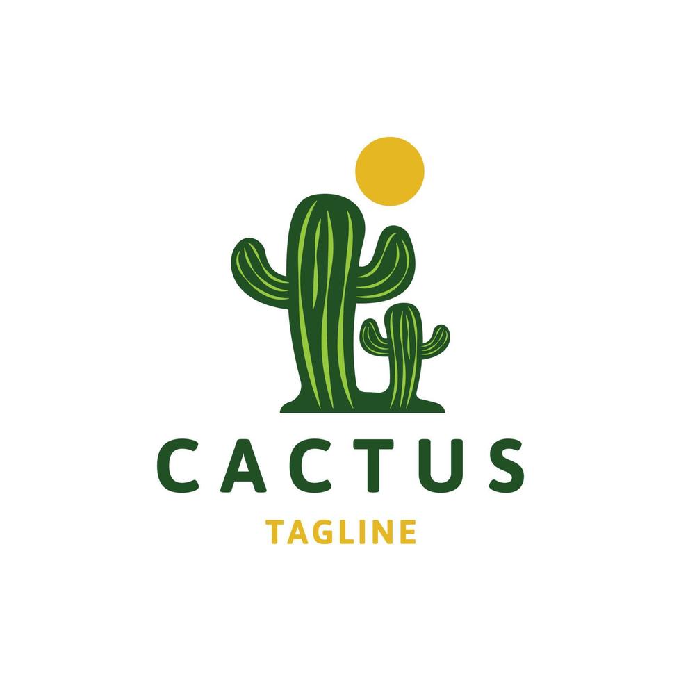 concetto di logo tropicale di cactus, modello di icona di design piatto vettore