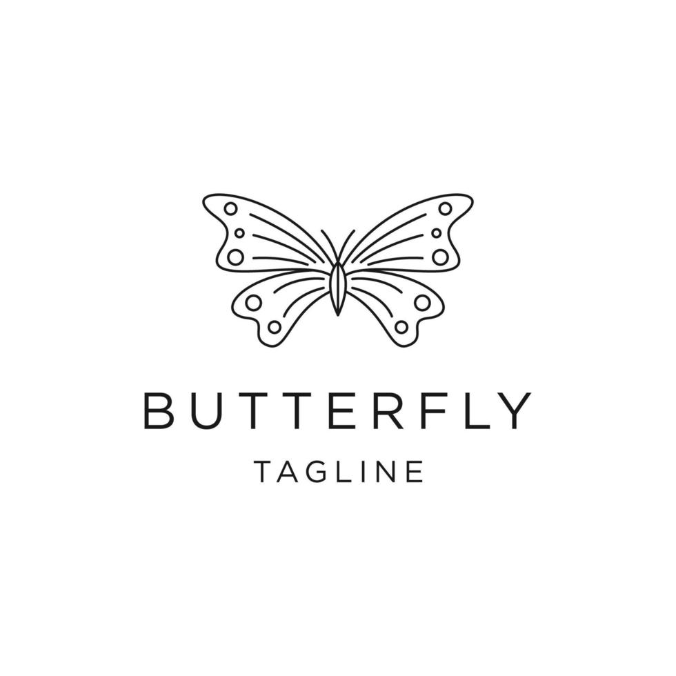 vettore piatto del modello di progettazione del logo della linea della farfalla