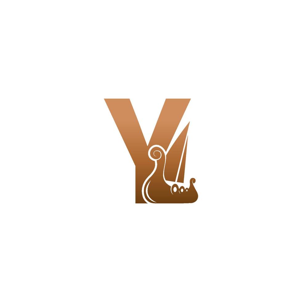 lettera y con logo icona modello di progettazione barca a vela vichinga vettore