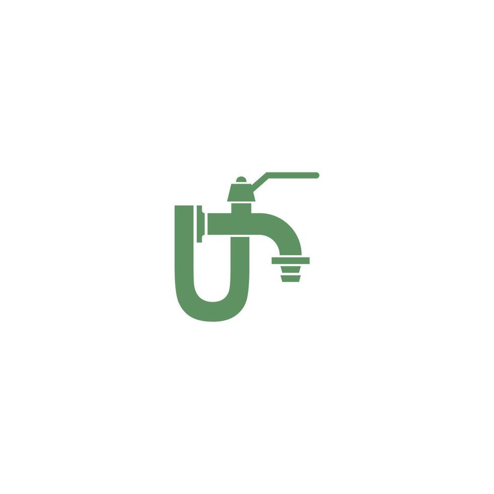icona del rubinetto con il vettore di progettazione del logo della lettera u