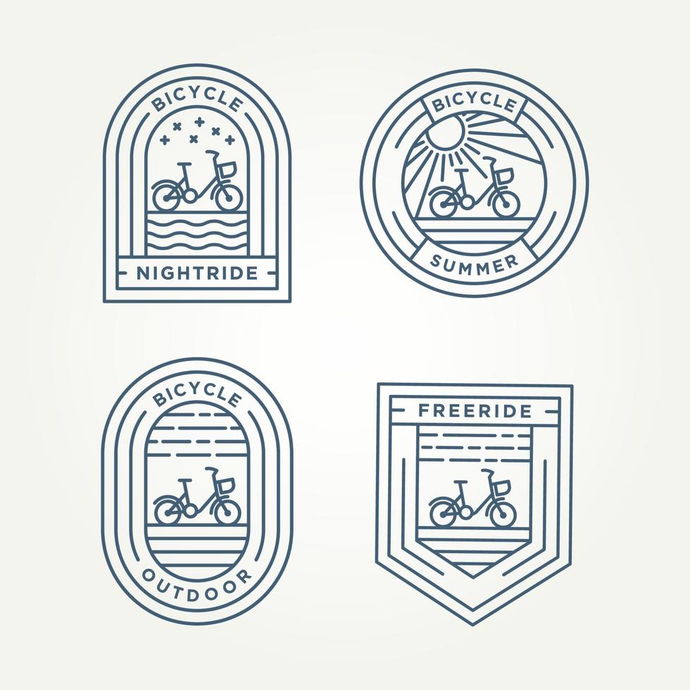 set di bicicletta minimalista linea arte distintivo icona logo vettore