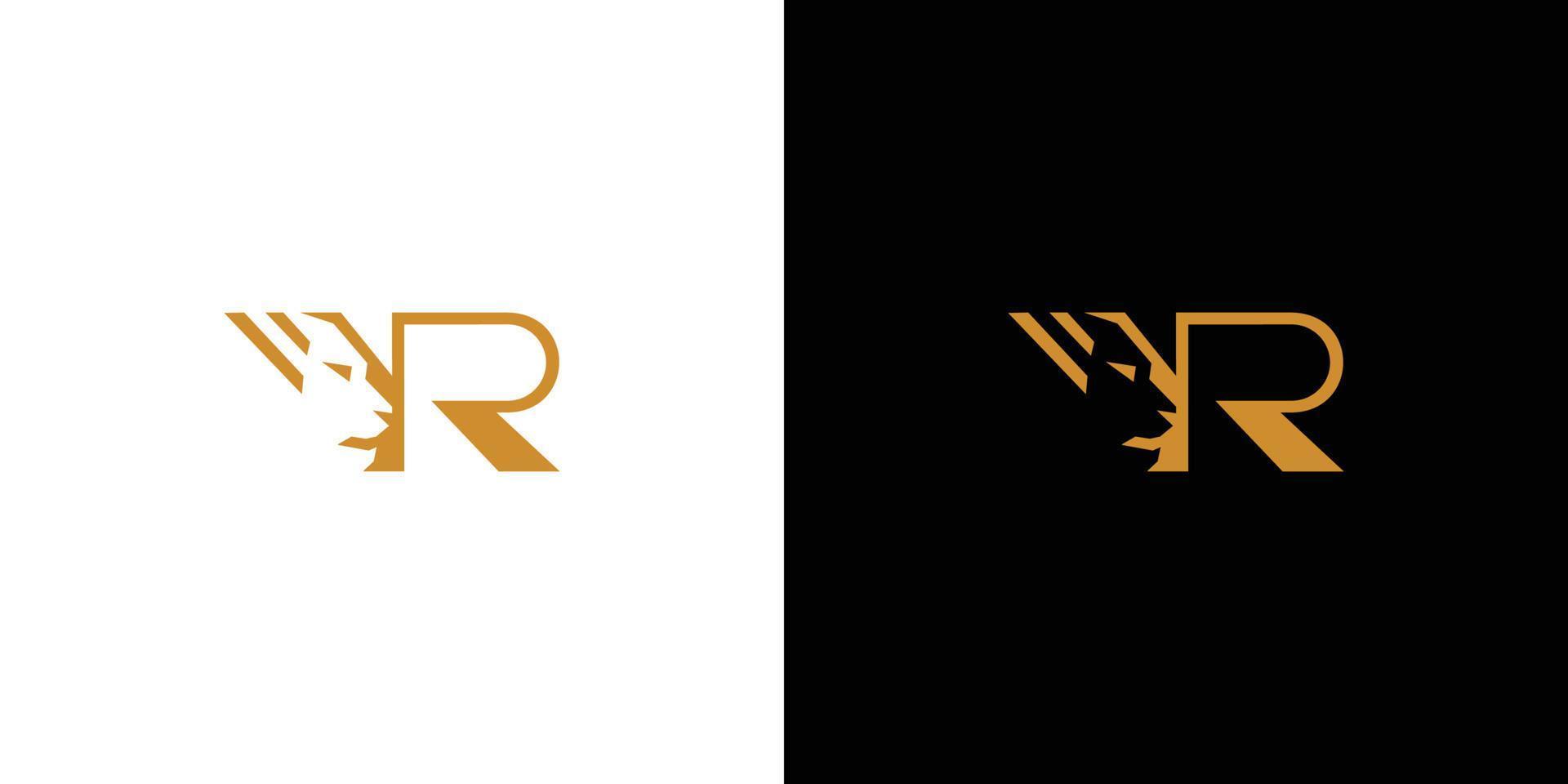 design unico e moderno del logo del leone con le iniziali della lettera vr vettore