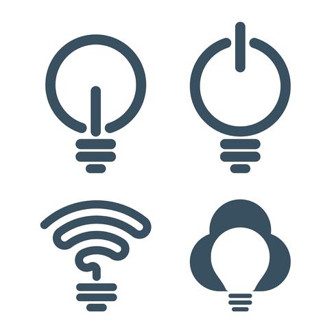 Icone della lampadina con temi di tecnologia dell&#39;informazione vettore