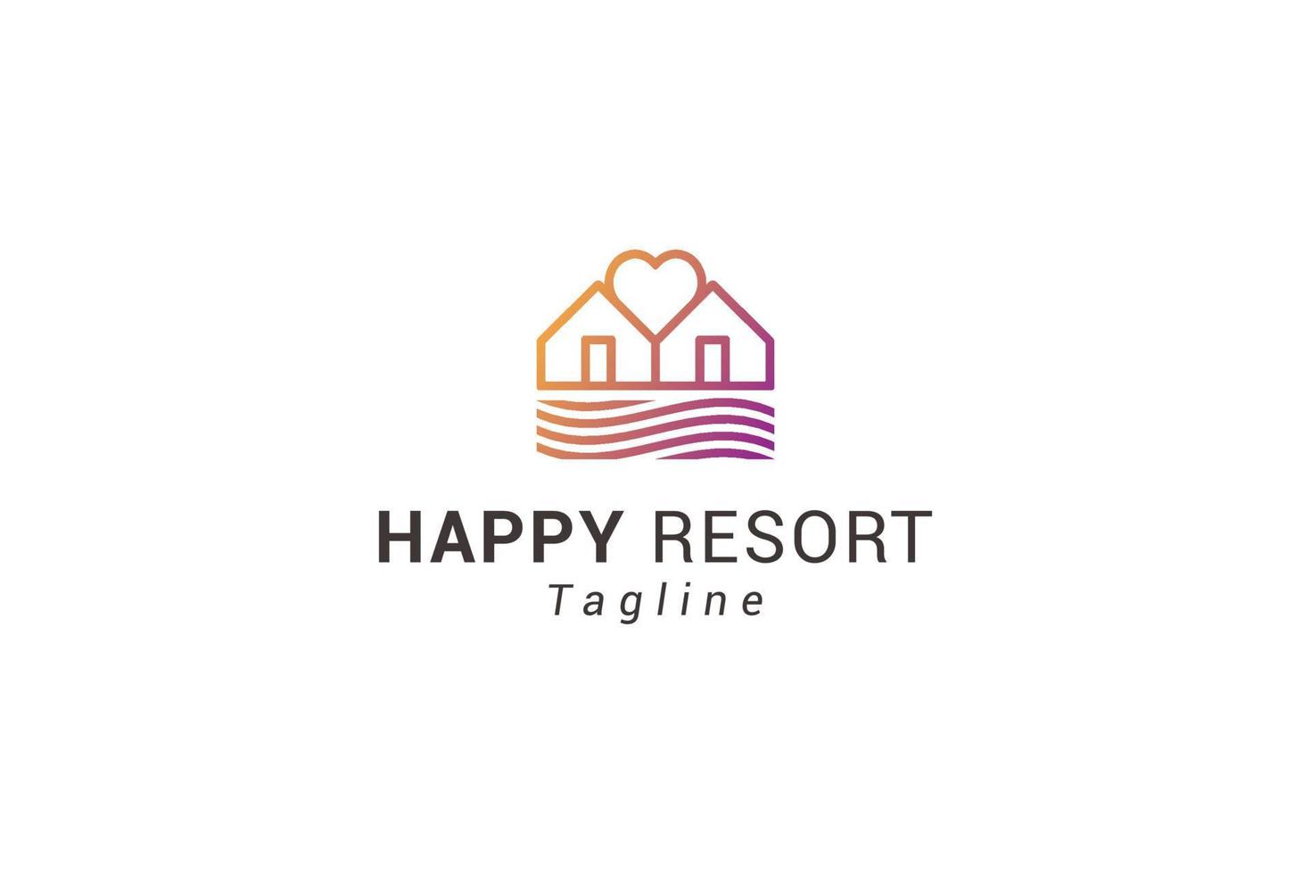 logo della casa di amore del resort felice vettore