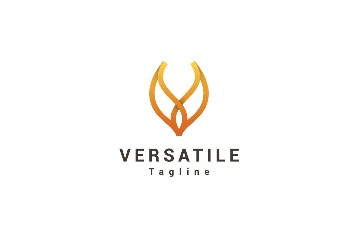 lettera v design creativo del logo di colore arancione vettore