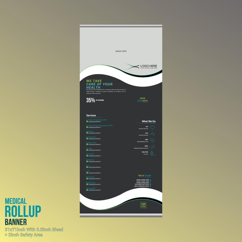 design di banner roll up medico vettore