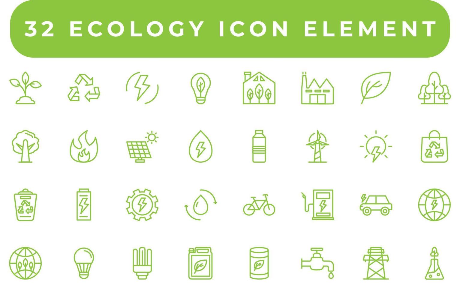 32 set di icone di ecologia elemento per la progettazione del tuo lavoro vettore