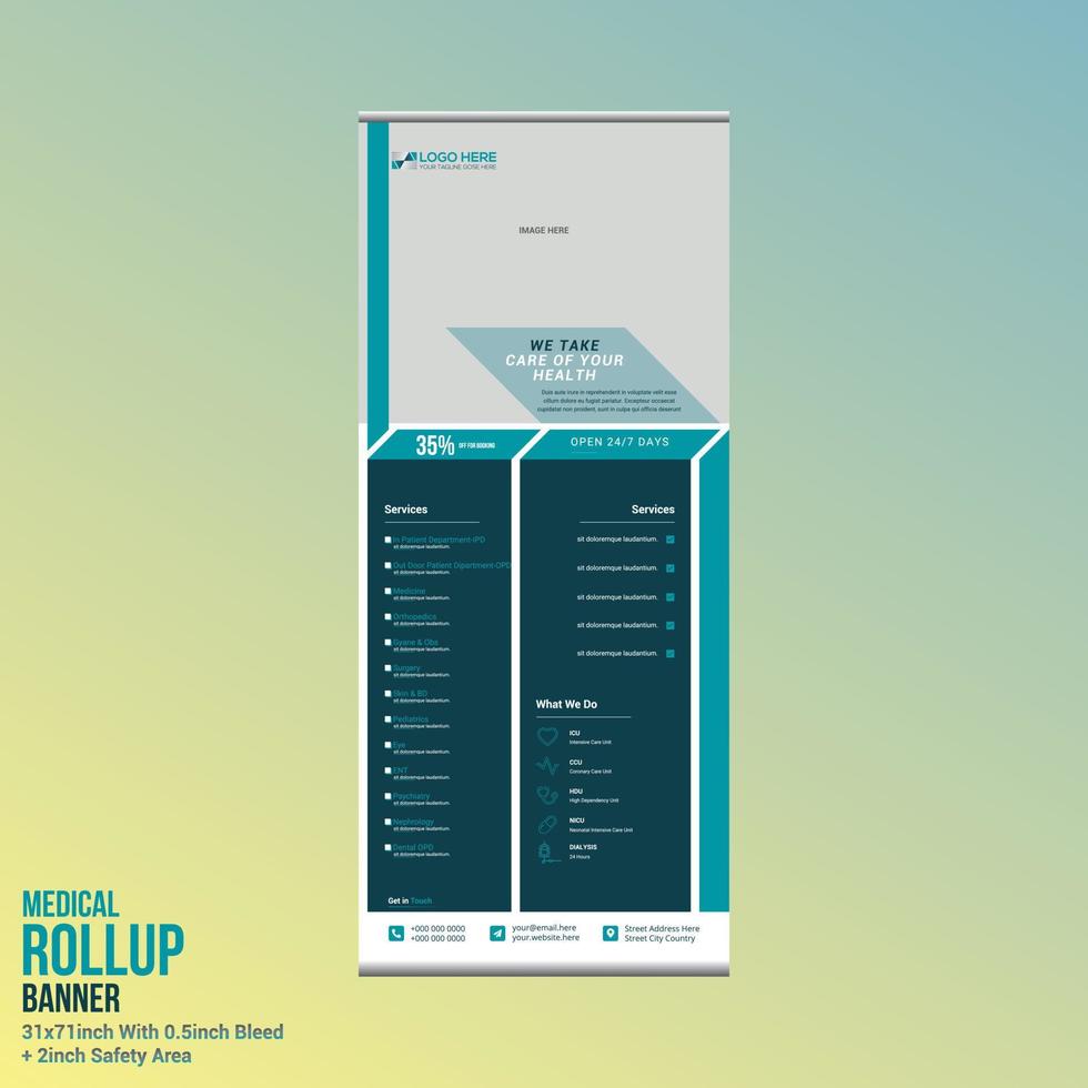 design di banner roll up medico vettore