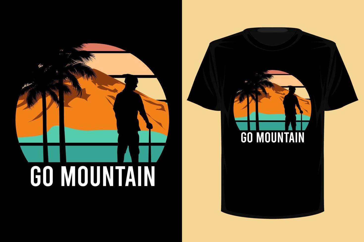 design della maglietta vintage retrò go mountain vettore