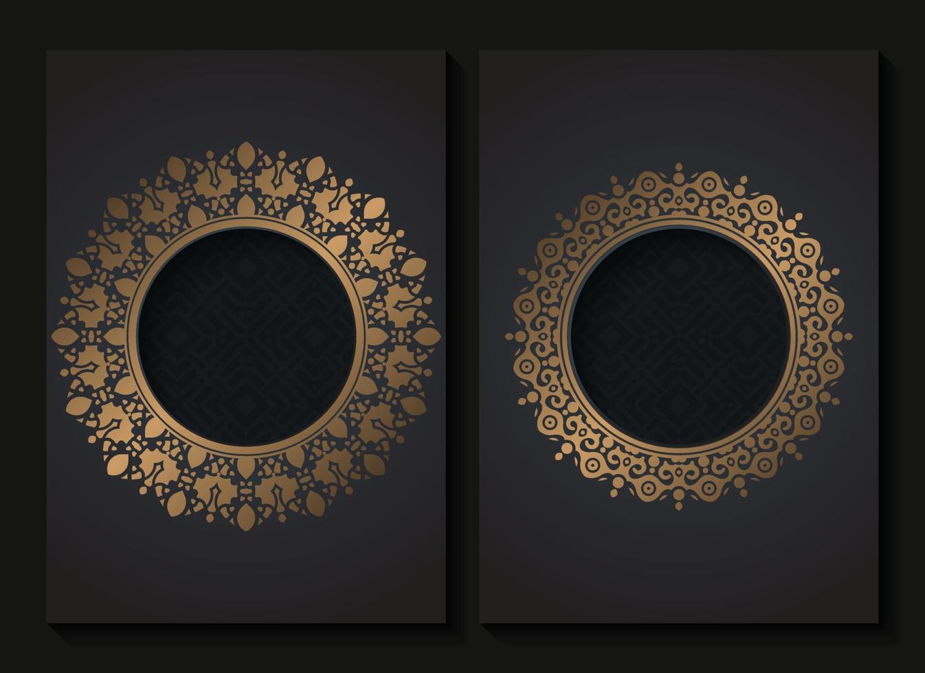 modello di copertura del telaio del modello del cerchio d'oro di lusso vettore