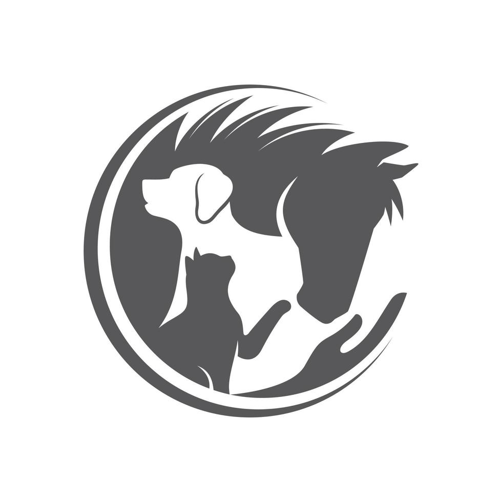 modello vettoriale di cavallo, cane, gatto animale logo design