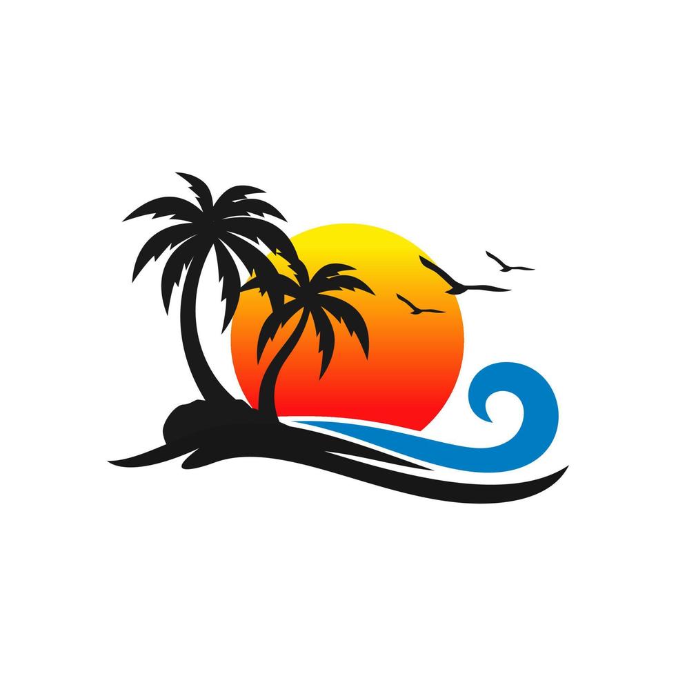 modello vettoriale di spiaggia logo design