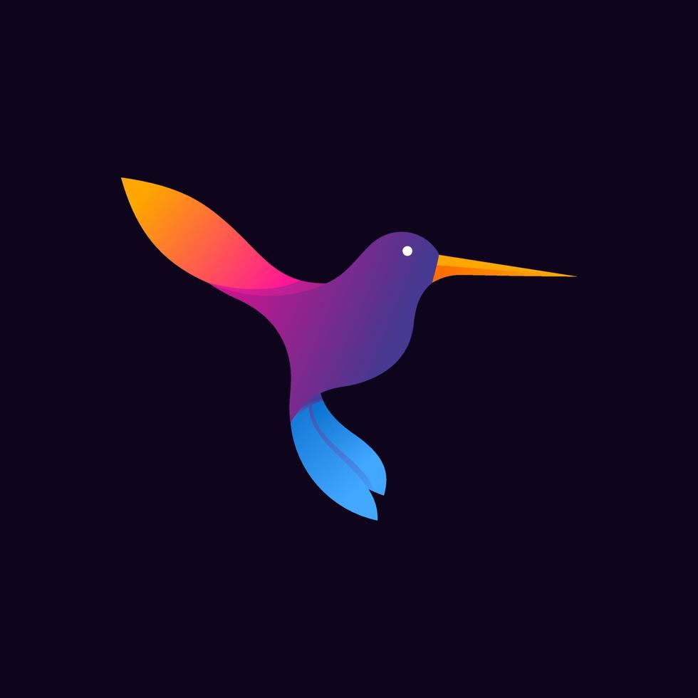 illustrazione astratta dell'icona del vettore monolinea del profilo della linea del logo dell'uccello del colibrì colorato astratto