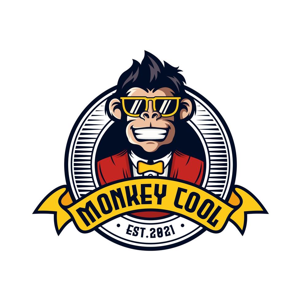 illustratore di vettore di design del logo della scimmia cool