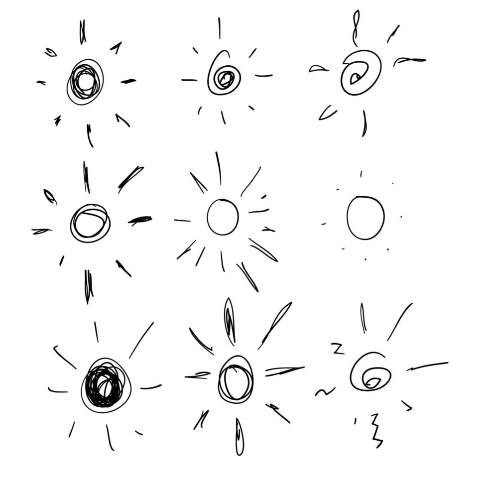 doodle sun burst illustrazione icona vettore