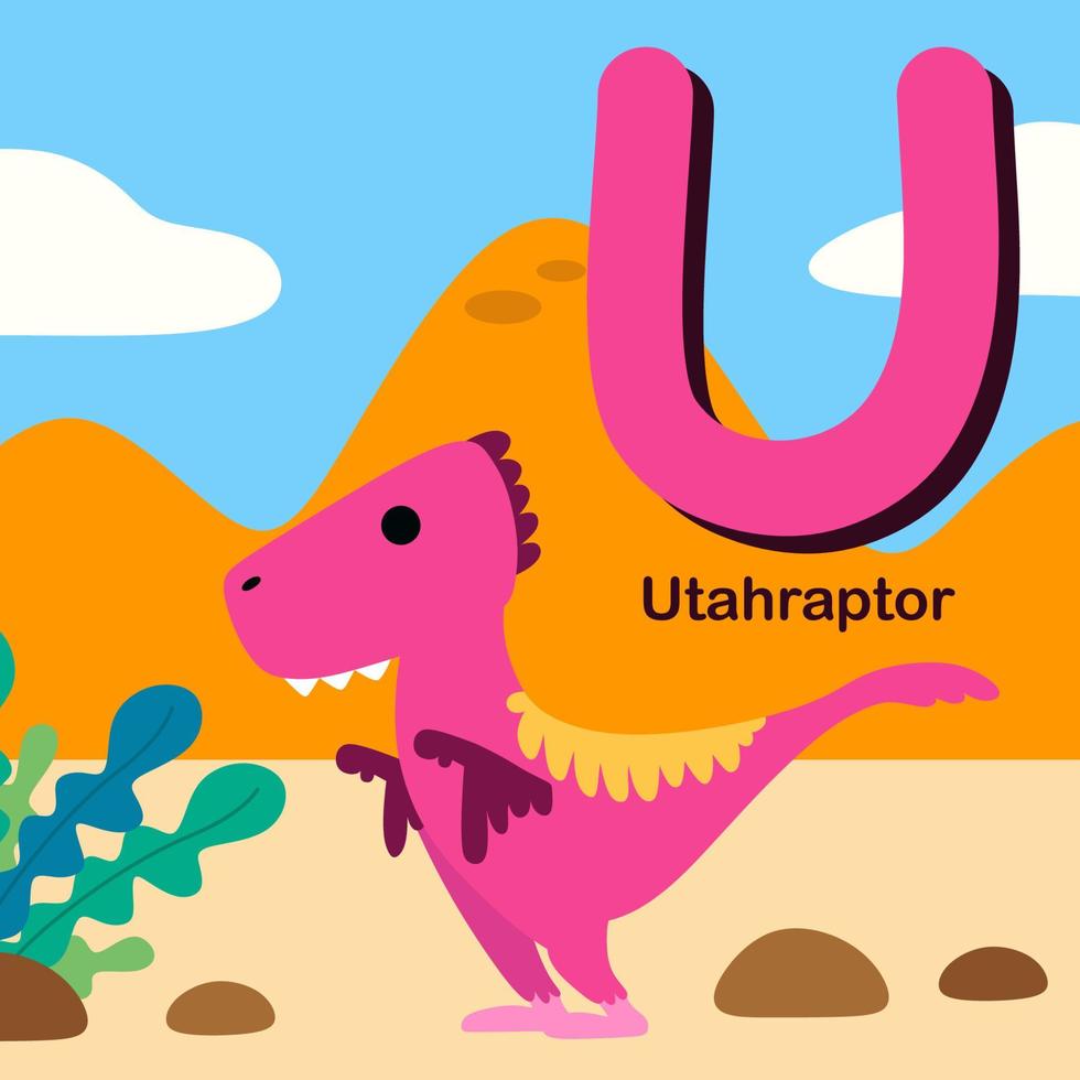 simpatiche illustrazioni di cartoni animati con alfabeto dinosauro 26 vettore