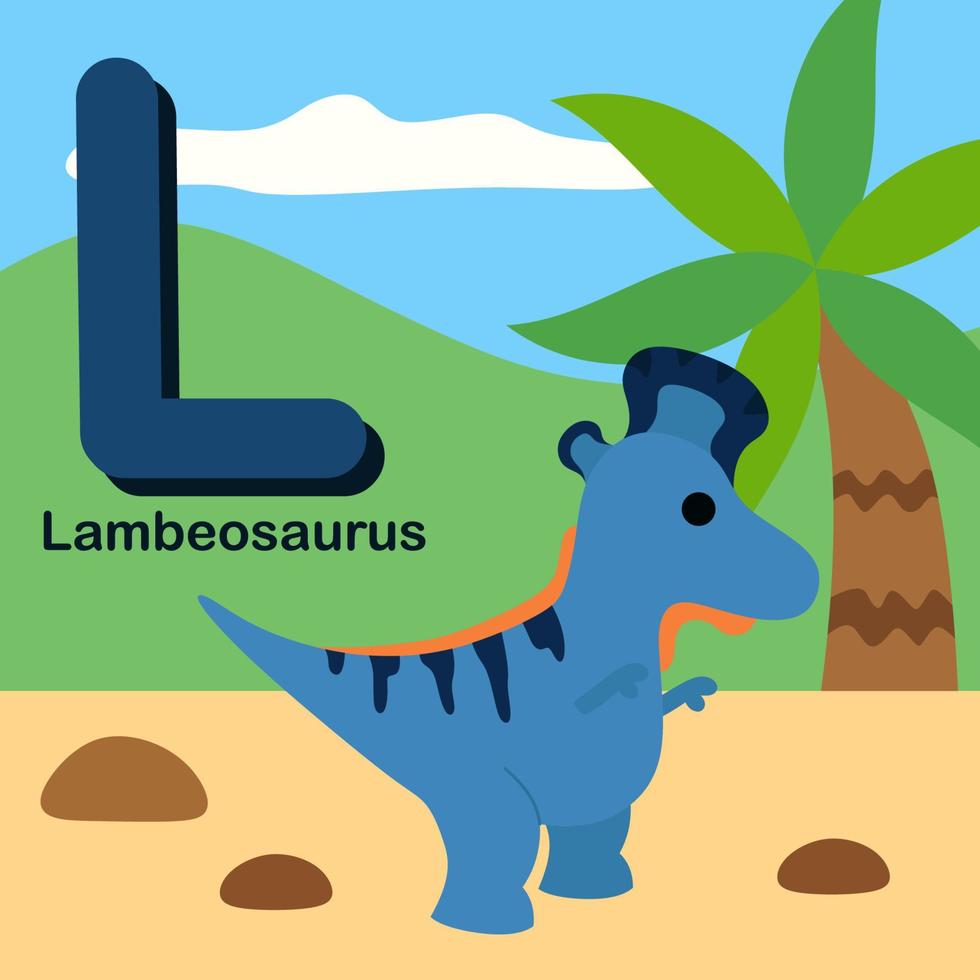 simpatiche illustrazioni di cartoni animati con alfabeto dinosauro 26 vettore