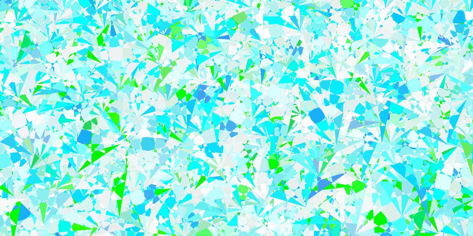 sfondo vettoriale azzurro, verde con triangoli, linee.