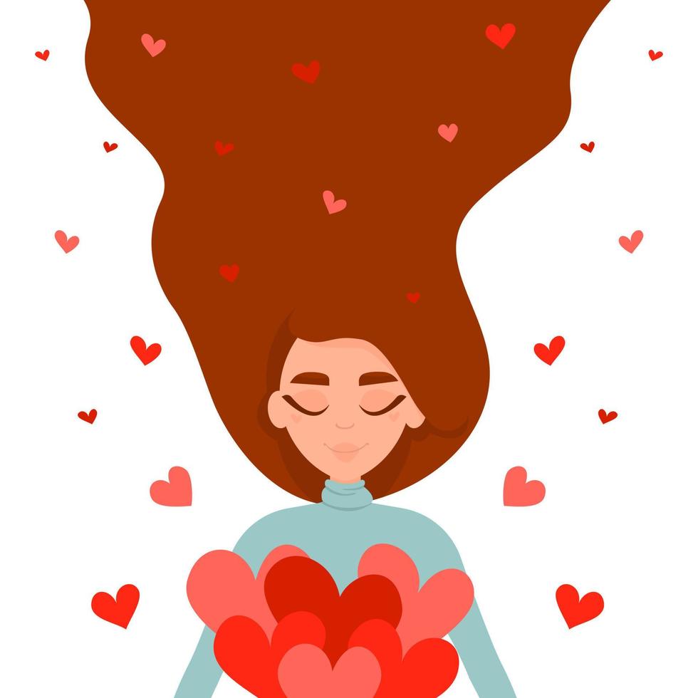 ragazza che si innamora. concetto di San Valentino. illustrazione vettoriale. vettore