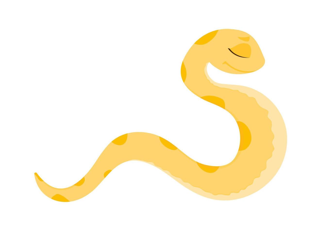 serpente giallo tipo simpatico cartone animato isolato su sfondo bianco. illustrazione vettoriale. vettore