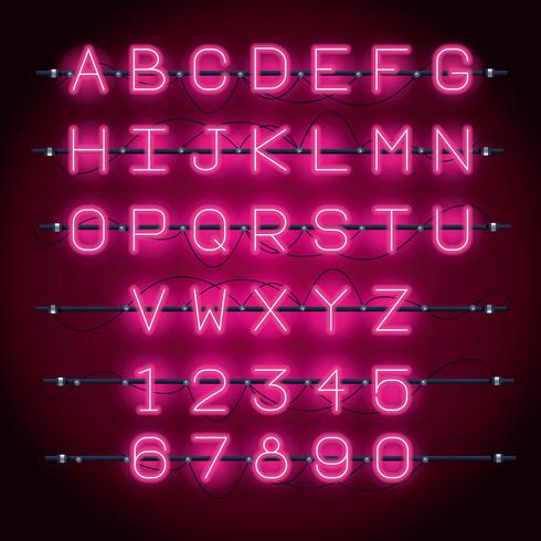 Carattere alfabeto luci al neon vettore