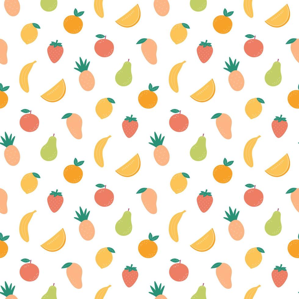 modello senza cuciture di frutta. trama estiva. illustrazione vettoriale colorato disegnato a mano