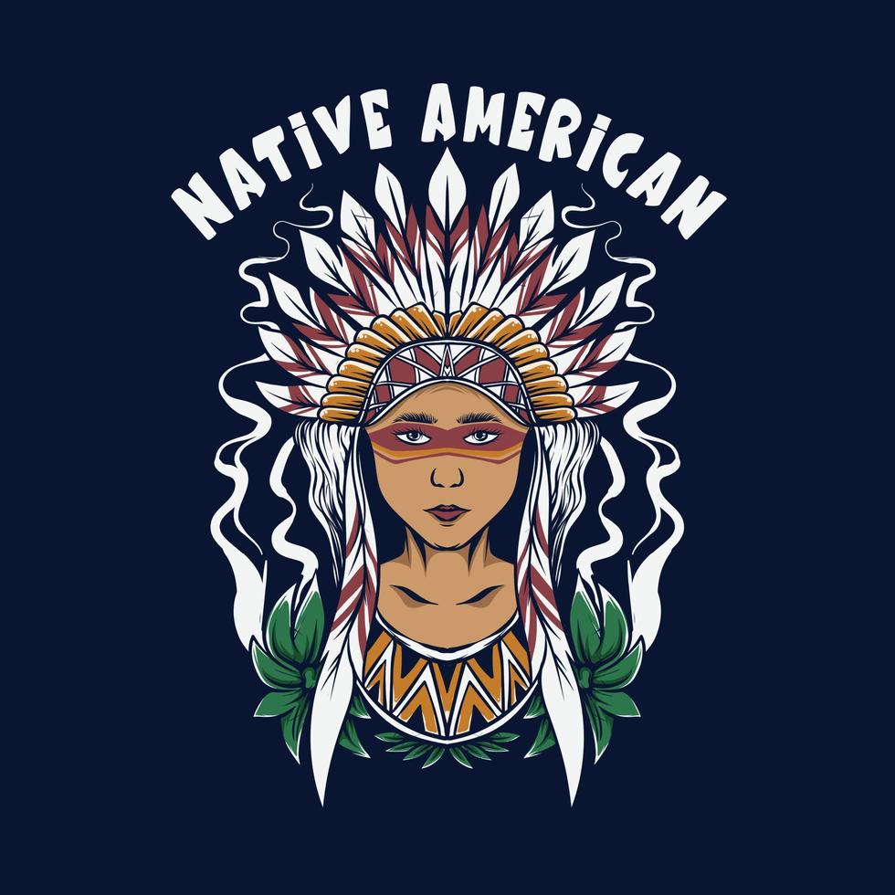 illustrazione di bella ragazza indiana nativa americana vettore