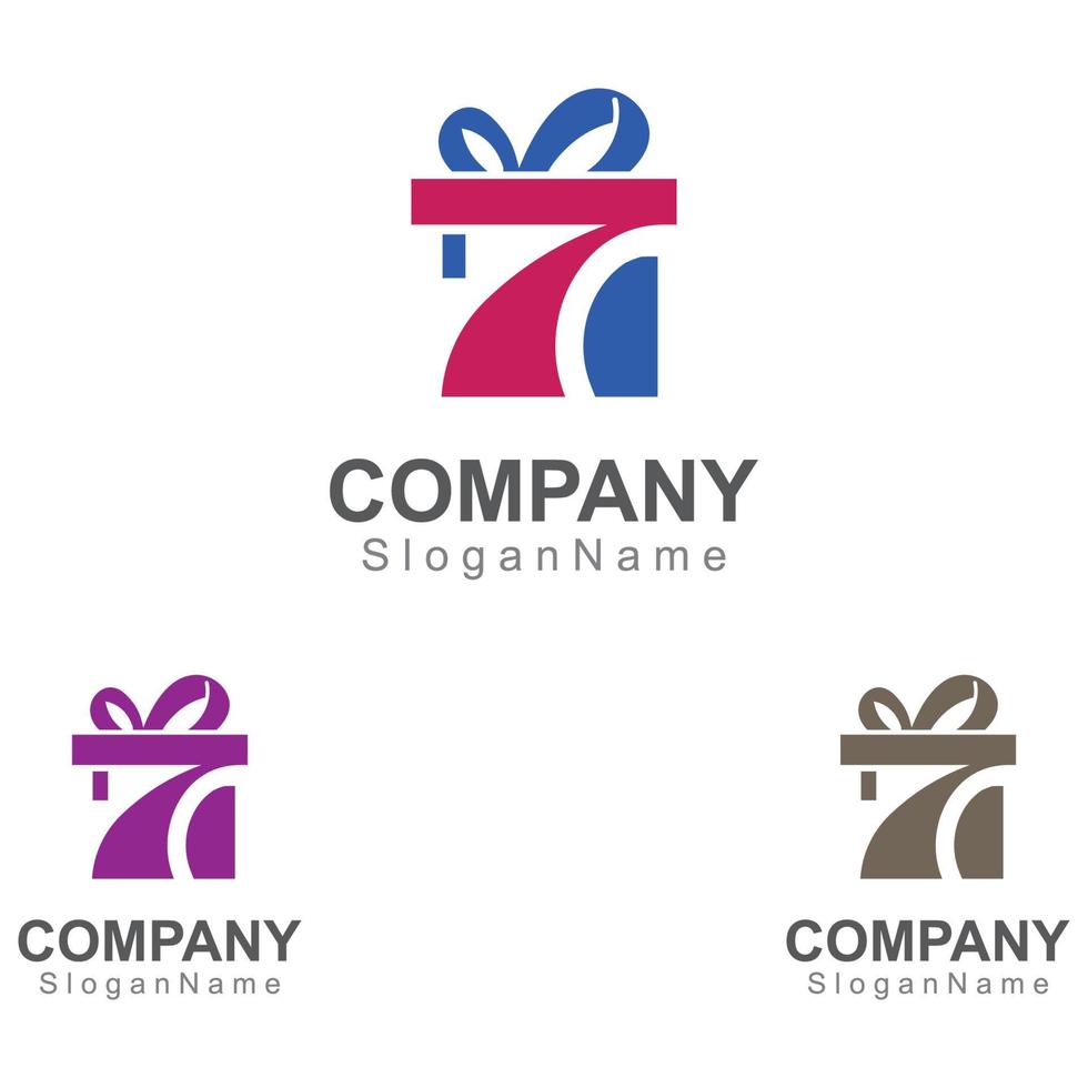 confezione regalo sorpresa logo design modello vettoriale immagine arte concetto