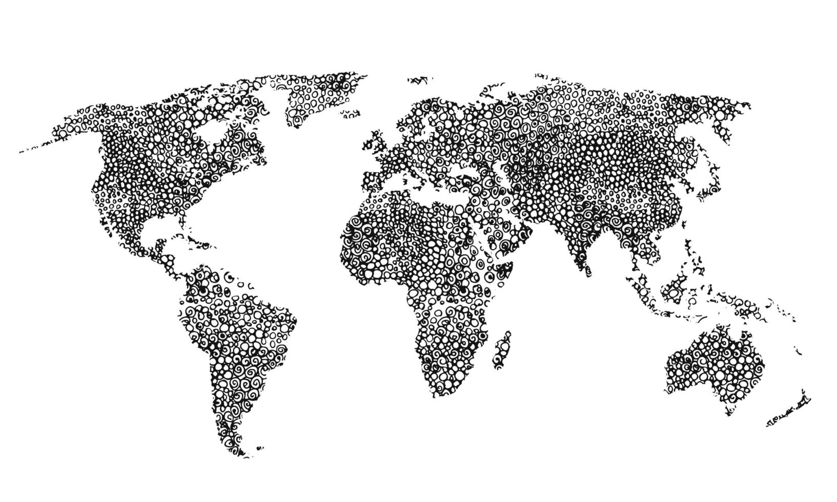 schizzo della mappa del mondo di doodle. schizzo del pianeta terra vettore