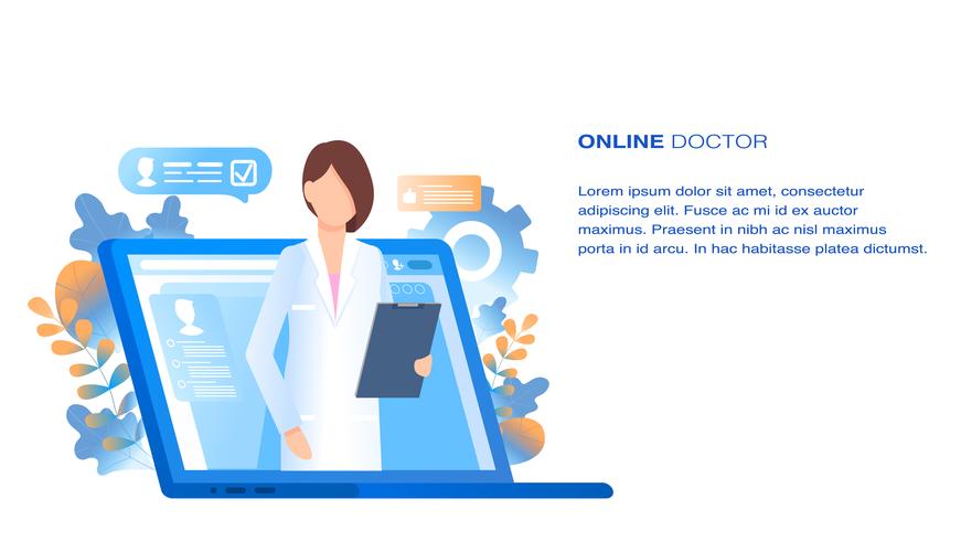 Consultazione e supporto medico medico online vettore