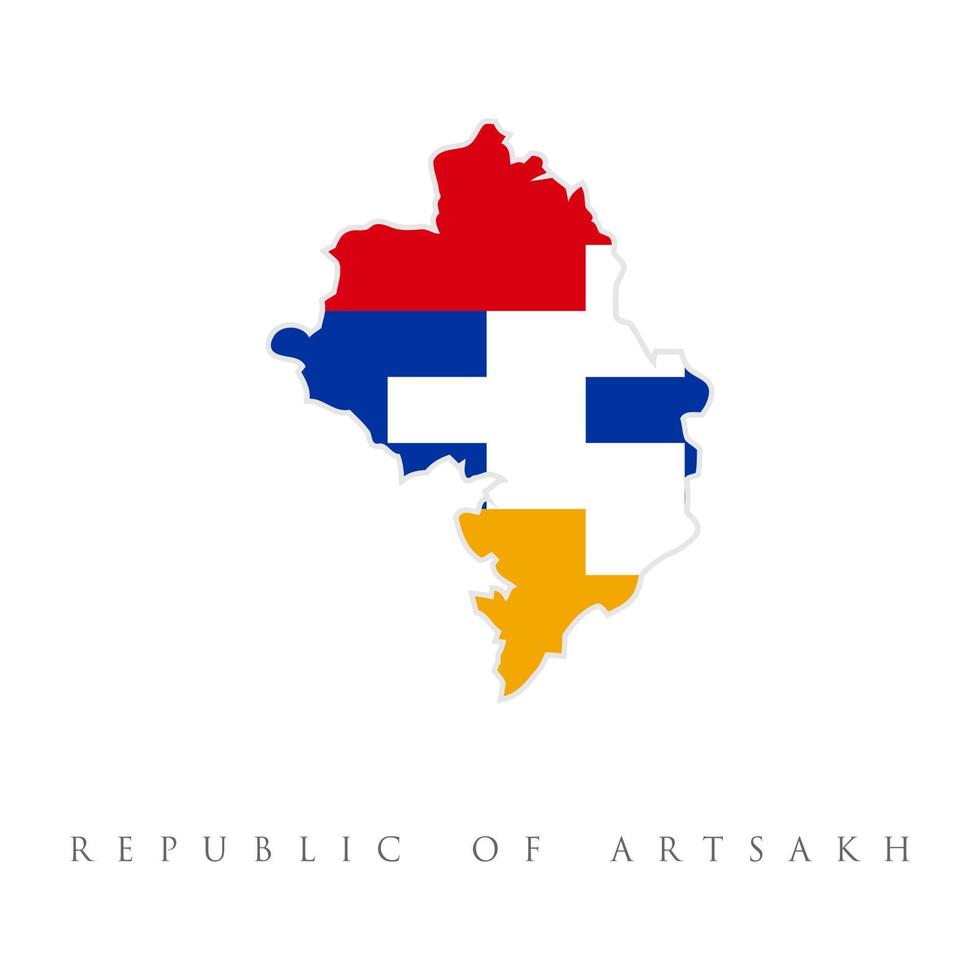 simbolo dello stato della bandiera del nagorno karabakh isolato su sfondo bandiera nazionale. mappa della bandiera della repubblica dell'artsakh nagorno karabakh. mappa dei colori della bandiera della repubblica del nagorno karabakh vettore