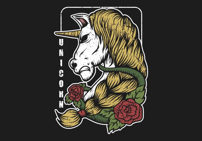Unicorno con rose vettore