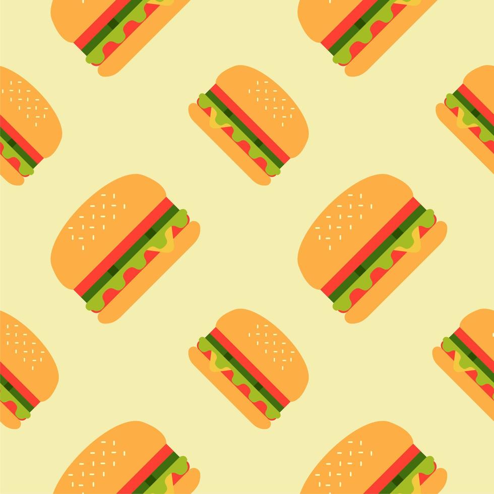 modello senza cuciture di hamburger. illustrazione vettoriale di design piatto hamburger