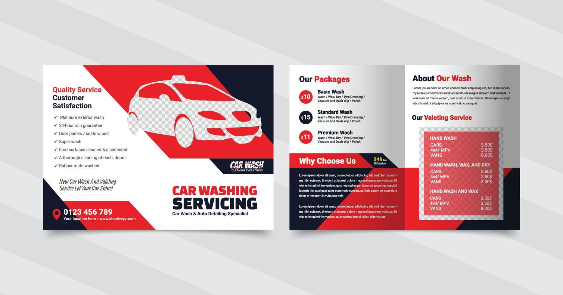 modello di brochure bifold per azienda di autolavaggio vettore